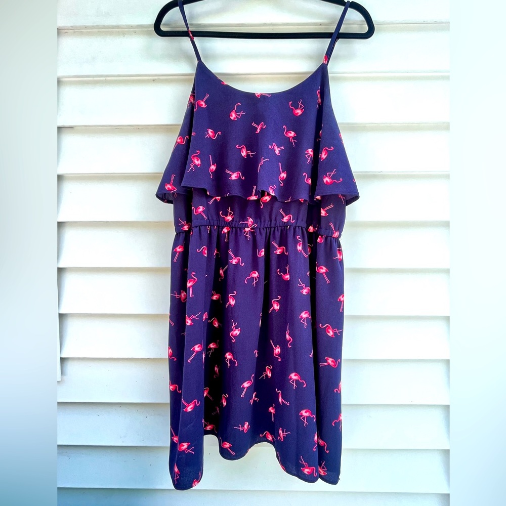 ELLE FLAMINGO 🦩 PATTERN SPAGHETTI STRAP DRESS